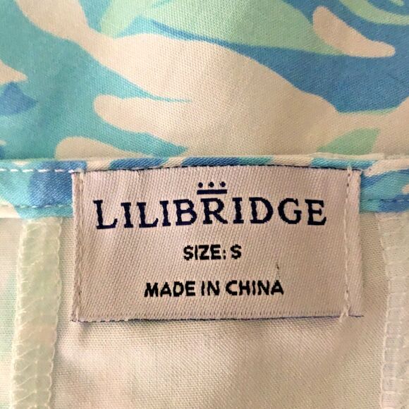 Lilibridge The Blue Tropics Midi Dress Womens S Beach Coastal Flowy Coverup NEW - Picture 6 of 13